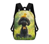 sinyumoney Black Poodle with Yellow Duckling -2 Backpacks 3D Printed 17inch Kids School Backpack Outdoor Casual Daypack Casual Travel Bags for Middle School Students