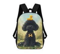 sinyumoney Black Poodle with Yellow Duckling -3 Kids Children School Backpack 17 Inch Bookbags Casual Travel Rucksack Boys Girls Large Capacity Daypack 17inch