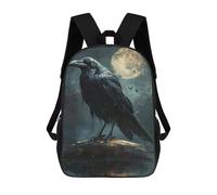 sinyumoney Black Raven Full Moon School Backpack Lightweight Airport College Students Back Pack for Teenage Girls Boys Women Men 17inch
