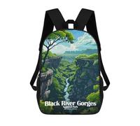 sinyumoney Black River Gorges National Park, Mauritius Children's Backpack, 3D Printed School Backpack, Backpack for Boys Girls, Adjustable School Bag for Primary School 17inch