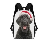sinyumoney Black Russian Terrier Dog with Santa Hat Children's School Backpack 3D Printed for Kids Travel Rucksacks Book Bags Kids School Bag 17inch