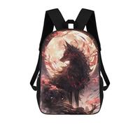 sinyumoney Black Sakura Kitsune Backpack with Pocket 3D Printed Backpacks, Travel Rucksacks Book Bags Kids School Bag 17inch