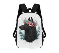 sinyumoney Black Sheepdog Watercolor School Backpack Fashion Stationery Backpack Waterproof Casual Daypacks for Men/Women 17inch