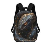 sinyumoney Black Snake with Golden Dust 3D Printed Children's School Backpack for Kids High Capacity Travel Rucksacks Book Bags Kids School Bag Back Pack 17inch