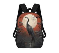 sinyumoney Black Stork Vector Backpacks 3D Printed Kids School Backpack Outdoor Casual Daypack Fashion Casual Children Backpacks Cute Travel Bags 17inch