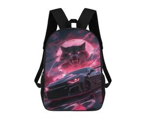 sinyumoney Black Supercar Wolf Backpacks Kids 17inch School Backpack School Bag 3D Printed School Bag for Boys Elementary And Middle School Students