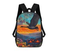 sinyumoney Black Swan Flying Over Volcanic Landscape Backpacks Kids School Backpack School Bag 3D Printed School Bag for Boys Elementary And Middle School Students 17inch