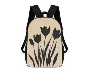 sinyumoney Black Tulip Mid Century Rucksack Daypacks Business Backpack Water Resistant Bookbag for Girl, Teen Girls 17inch