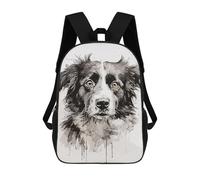 sinyumoney Black White Dog Painting Backpack with Pocket 3D Printed Backpacks, Travel Rucksacks Book Bags Kids School Bag 17inch