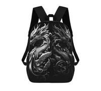 sinyumoney Black White Dragon Backpack School Bag High Secondary School Bags Casual Backpack for Teenage Girls Boys Women Men 17inch