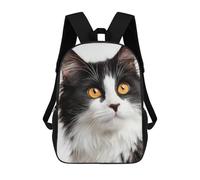 sinyumoney Black & White Fluffy Cat-2 School Backpack High Secondary School Bags Casual Backpack for Girl, Teen Girls 17inch
