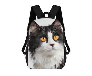 sinyumoney Black & White Fluffy Cat-2 School Backpack High Secondary School Bags Casual Backpack for Girl, Teen Girls 17inch