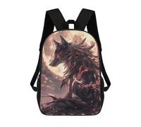 sinyumoney Black Wolf Anime Painting Backpack School Business Durable Laptop Bag for Camping Outdoor Adventures And Daily Travel 17inch