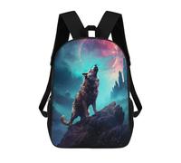 sinyumoney Black Wolf Backpacks Kids Student Schoolbag,3D Printed Backpacks,Elementary And Middle School Students Backpacks for Boys Girls 17inch