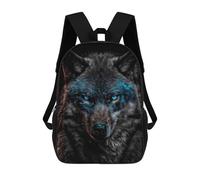 sinyumoney Black Wolf Blue Eyes 17 Inch Backpacks Kids Schoolbag,3D Printed Elementary And Middle School Students Backpacks for Boys Girls