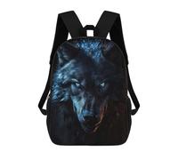 sinyumoney Black Wolf Blue Eyes Backpacks Kids School Backpack School Bag 3D Printed School Bag for Boys Elementary And Middle School Students 17inch