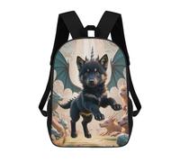 sinyumoney Black Wolf Dragon Puppy School Backpack Computer Rucksack for School/Work/Travel for Girl, Teen Girls 17inch