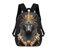 sinyumoney Black Wolf Golden Art Deco School Backpack Lightweight Airport College Students Back Pack for Girls Boys Teenage 17inch