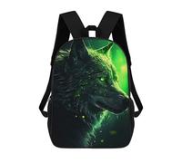 sinyumoney Black Wolf Green Eyes 3D Printed 17inch School Bag Children's School Backpack Travel Backpacks Casual Fashion Bag for Kids School Students