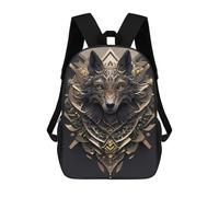 sinyumoney Black Wolf Head Art Deco Children's Backpack, 17 Inch 3D Printed School Backpack, Backpack Cartoon Adjustable School Bag for Primary School