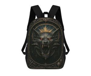 sinyumoney Black Wolf Head - Gothic Metal Fantasy Poster School Backpack Business Durable Laptop Bag for Camping Outdoor Adventures And Daily Travel 17inch