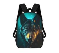 sinyumoney Black Wolf in Neon Backpack School Fashion Stationery Backpack Waterproof Casual Daypacks for Boys/Girls/Teenagers 17inch