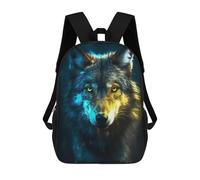 sinyumoney Black Wolf in Neon Light Backpack School Fashion Stationery Backpack Waterproof Casual Daypacks for Boys/Girls/Teenagers 17inch