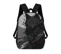 sinyumoney Black Wolf Moonlit Night School Bag 3D Printed 17inch Backpacks Fashion Kids School Backpack Rucksacks for Boys Elementary And Middle School Students