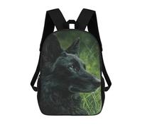 sinyumoney Black Wolf Portrait Art Print Backpack School Daypacks Business Backpack Water Resistant Bookbag for Camping Outdoor Adventures And Daily Travel 17inch