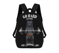 sinyumoney Black Wolf Weightlifting Rucksack Lightweight Casual Daypack School Backpacks for Campus Outdoor Travel Sports 17inch