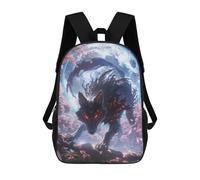 sinyumoney Black Wolf with Red Eyes Backpacks Kids 17inch School Backpack School Bag 3D Printed School Bag for Boys Elementary And Middle School Students