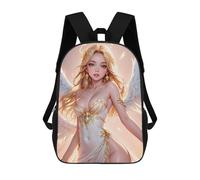 sinyumoney Blonde Angel with Wings And Halo 3D Printed Children's 17 Inch Backpacks 3D Printed Casual School Bag for Boys Elementary And Middle
