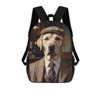 sinyumoney Blonde Labrador Dog Wearing A Suit in The Pub Backpacks Kids Student Schoolbag,3D Printed Backpacks,Elementary And Middle School Students Backpacks for Boys Girls 17inch