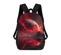 sinyumoney Blood Moon Reflection Fantasy Landscape Children's Backpacks 17inch School Backpack 3D Printed Bag Bookbag for Kids Travel Rucksacks Boy Girl Book Bags Kids School Bag