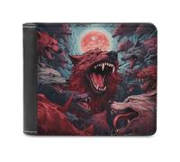 sinyumoney Blood Moon Wolves 3D Print Clutch Purse ID Window Coin RFID Blocking Banknote Compartments Slim Elegant Wallets Youth Guys 11.7cm*9.5cm