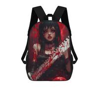 sinyumoney Bloody Anime Girl with Chainsaw Backpack School Lightweight Casual Daypack School Backpacks for Boys/Girls/Teenagers 17inch