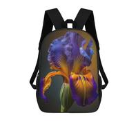 sinyumoney Blooming Iris School Bag, Kids Backpack for Boys And Teenager, Gifts 3D Printing Daypacks Schoolbag Backpack Bookbag 17inch