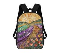 sinyumoney Blooming Sunrise Mosaic Children's Backpack, 3D Printed School Backpack, Backpack for Boys Girls, Adjustable School Bag for Primary School 17inch