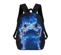 sinyumoney Blue Alligator with Smoke 17 Inch Backpacks Kids Schoolbag,3D Printed Elementary And Middle School Students Backpacks for Boys Girls