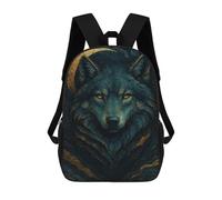 sinyumoney Blue And Gold Wolf Portrait Backpack School Work Business College School for Men, Women & Teenage Boys 17inch