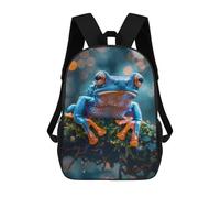 sinyumoney Blue And Orange Tree Frog Portrait School Backpack Large Lightweight Casual Backpack for Girls Boys Teenage 17inch