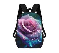 sinyumoney Blue And Pink Rose in Rain School Backpack Travel College Rucksack Backpacks for Campus Outdoor Travel Sports 17inch