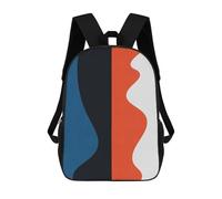 sinyumoney Blue And Red V 3D Printed Kids School Bag Rucksacks Children's School Fashion Casual Back Pack High Capacity Travel Book Bags Backpack for Kids 17inch