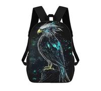 sinyumoney Blue And White Eagle 3D Printed 17 Inch School Backpack Children's Backpacks 3D Printed Cool Knapsack for Boys Elementary And Middle