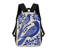 sinyumoney Blue Bird Illustration Children's 17 Inch School Backpack 3D Printed Cool Knapsack for Kids Travel Rucksacks Book Bags Kids School Bag