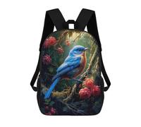 sinyumoney Blue Bird in A Floral Forest Backpack School Bag Large School Backpack for Boys for Camping Outdoor Adventures And Daily Travel 17inch
