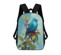 sinyumoney Blue Bird with Berries on Branch Backpack School Bag Work Laptop Backpack Rucksack Bag for Boys/Girls/Teenagers 17inch