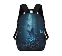 sinyumoney Blue Butterfly Forest Children's School Backpack 3D Printed for Kids Travel Rucksacks Book Bags Kids School Bag 17inch