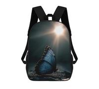 sinyumoney Blue Butterfly in Sunlight Backpacks 3D Printed Kids School Backpack Outdoor Casual Daypack Fashion Casual Children Backpacks Cute Travel Bags 17inch