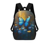 sinyumoney Blue Butterfly Painting Backpack School Bag High Secondary School Bags Casual Backpack - Perfect for Travel, Work And Daily Use 17inch